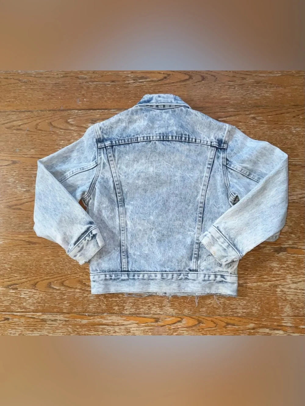 Vintage 80’s Cowden denim jacket acid stone wash, trucker-style , size 10 youth